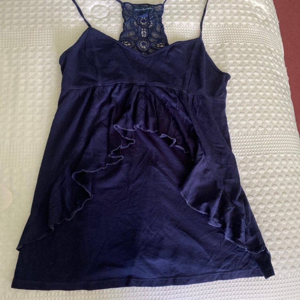 American Eagle Outfitters Navy Lace Tank Top